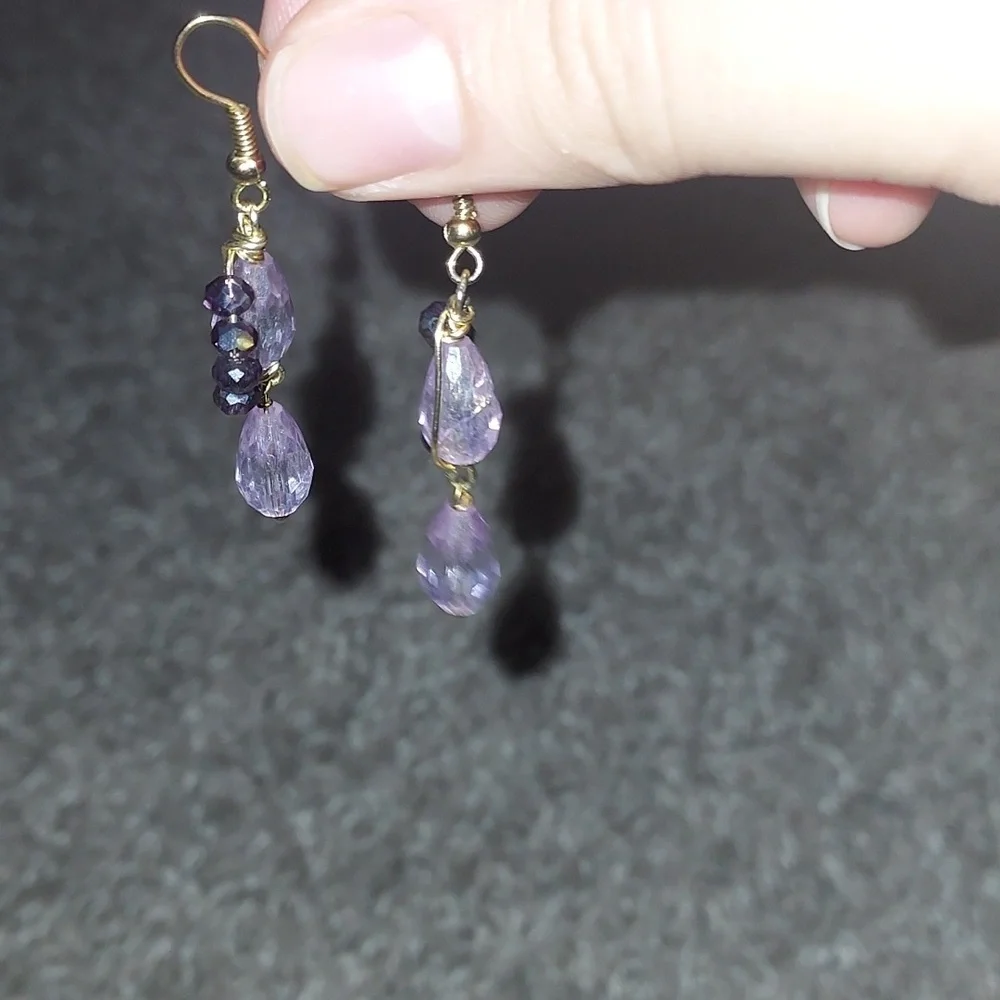 4/$18 2 sets handmade mexico purple dangle earrings